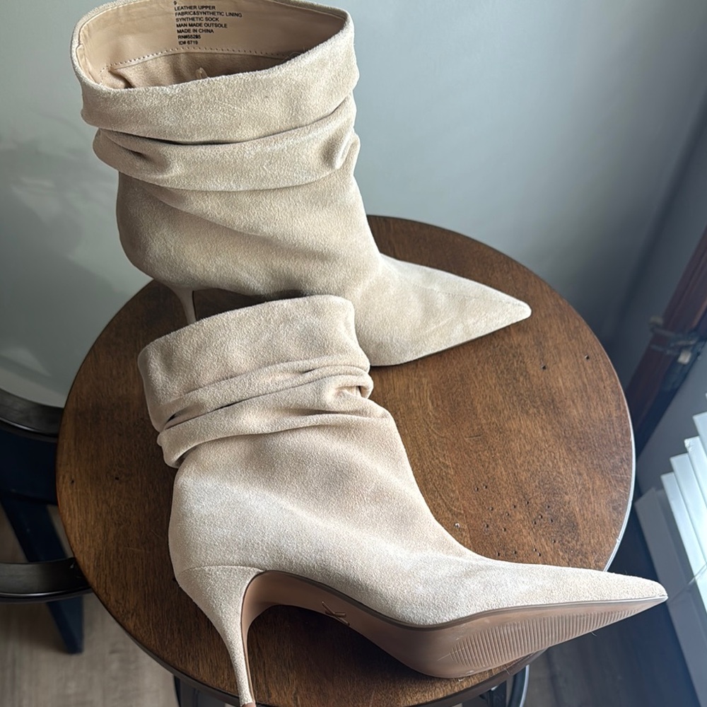 Express Tan Slouchy Heeled Boots